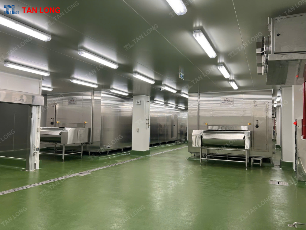 Băng chuyền cấp đông IQF lưới Inox Tan Long sản xuất